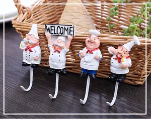 Set di 4 ganci adesivi da parete chef per cucina e organizzazione decorativa casa