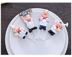 Set di 4 ganci da parete creativi in resina a forma di chef con cartello di benvenuto