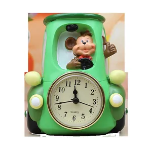 Reloj despertador coche de mono dibujos animados con portalápices estilo creativo