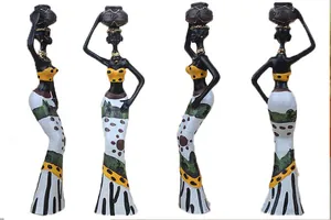 Detail of African resin doll figurine showing 360-degree views and artistic textures