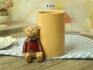 Detailed size dimensions for cartoon bear pen holder and desktop organizer