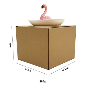 Detailed size chart of flamingo ceramic jewelry tray showing 16.5cm length and 13cm height