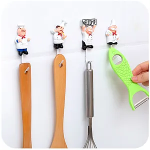 Set di 4 ganci da parete creativi da chef in resina per decorare la cucina