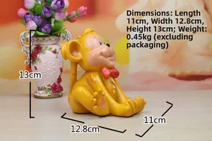 Detailed size chart for the monkey resin phone stand with dimensions and product weight