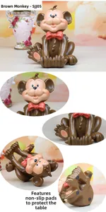 Detail view of monkey phone stand with anti-slip base pad and high-quality resin finish