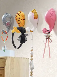 Set of 4 animal wall hooks including flamingo and elephant for organizing accessories