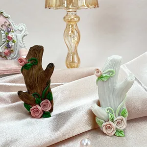 Creative Resin Tree Branch Wall Hook With Rose Decor Adhesive Coat Hat Rack For Entrance Bedroom Home Organization