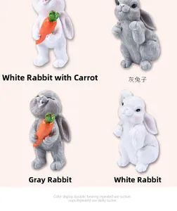 Detailed view of resin rabbit figurines with suction cups for wall and desk decor