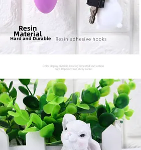 Detail of white resin bunny adhesive hook showing durable material and sticky back