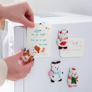 3D Cartoon Christmas Polar Bear Fridge Magnets Resin Refrigerator Stickers Magnetic Decorative Message Holders For Home Decor Gift