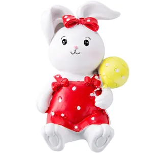 Crochet mural lapin mignon pour gestion de câbles en robe rouge et blanche à pois