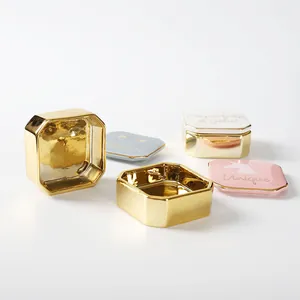 Nordische Keramik-Schmuckschatulle mit Gold-Finish und Einhorn-Deckeln für Ringe