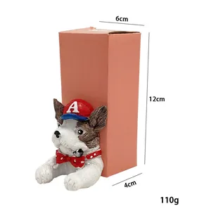 Detail view of creative dog-shaped wall hook showing precise 12cm height and dimensions