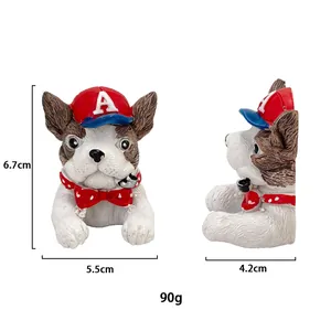 French Bulldog cable holder dimensions: 6.7cm height, 5.5cm width with cute red hat