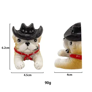 Detailed view of resin dog wall hook showing 6.2cm height and 4.5cm width dimensions