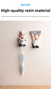 Wall-mounted creative chef toothbrush holders made of premium resin in a kitchen setting