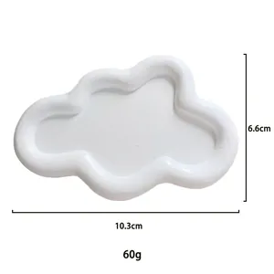 Detailed view of white irregular cloud resin jewelry tray with 10.3cm size dimensions