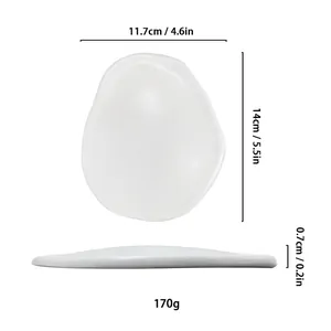 White irregular resin jewelry display tray showing dimensions 14x11.7x0.7cm and 170g weight