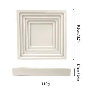 White tiered square jewelry tray dimensions showing 9.5cm length and 1.1cm thickness