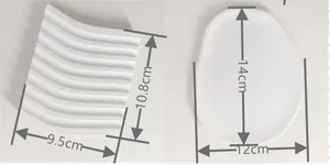 Detailed size view of matte white wave and oval resin trays for jewelry display