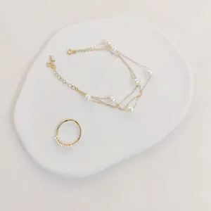 Creative Irregular Resin Storage Tray Nordic Minimalist White Desktop Ornament Jewelry Display Tray Prop