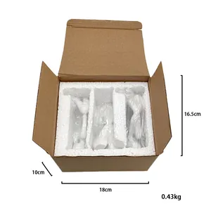 Detailed packaging showing dimensions 18x16.5x10cm and 0.43kg weight for three-piece resin art