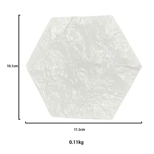 Bandeja hexagonal de piedra blanca para joyas con textura para collares y accesorios 11,5cm