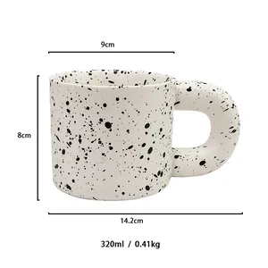 Ceramic splash ink mug detailed dimensions showing 320ml capacity and wide handle design