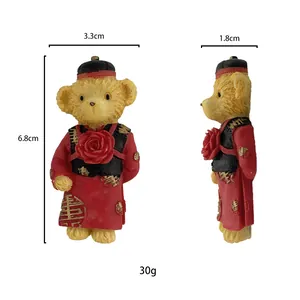 Mapa de dimensiones del imán de oso de resina con traje de boda tradicional chino
