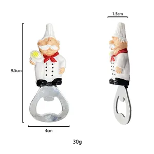 Detail showing height 9.5cm and thickness 1.5cm of the 3D chef fridge magnet opener