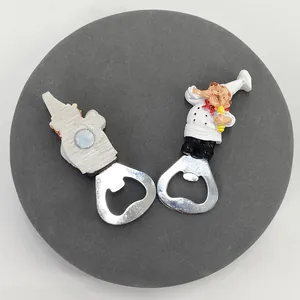 Creative 3D Chef Refrigerator Magnet Bottle Opener Resin Magnetic Beer Soda Cap Opener Home Kitchen Decoration Multi Tool