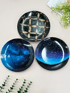 Set di piatti da dessert nordici in ceramica con motivi geometrici e cielo stellato