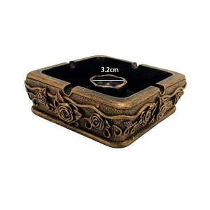 Vintage bronze candle holder with rose embossed relief and 3.2cm center hole diameter