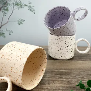 Retro Ceramic Splash Ink Mug With Large Round Handle Creative Coffee Cup Breakfast Milk Juice Mug For Home Office