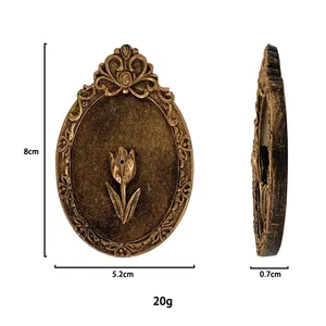 Detailed dimensions of antique gold incense holder with vintage tulip relief pattern