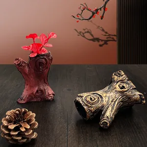 Coppia di candelieri vintage francesi con trama a ceppo per decorazioni rustiche