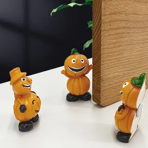 3er-Set Cartoon-Kürbis-Kühlschrankmagnete aus Harz für die Halloween-Heimdekoration