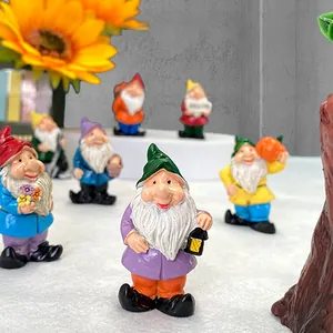 Colorful resin gnome figurines set for Nordic style fairy garden decor and micro landscapes