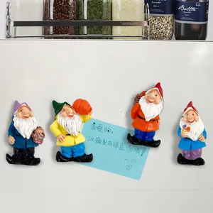 3D Cartoon Gnome Fridge Magnets Cute Resin Dwarf Refrigerator Magnets Hand Painted European Style Home Kitchen Decor Ornaments