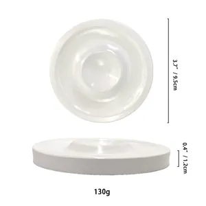 Minimalist resin jewelry display tray with white round design and 9.5cm diameter measurements