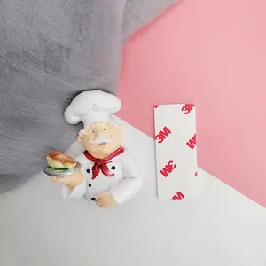Creative chef power plug holder and cable organizer with sticky 3M adhesive mount