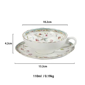 Dimensioni della tazzina da caffè in ceramica floreale con capacità di 110 ml