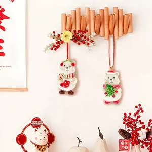 Christmas polar bear resin pendants with scarf and tree for festive home wall hanging