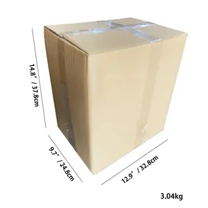 Corrugated cardboard packaging box showing dimensions 32.8x24.8x37.8cm and weight 3.04kg