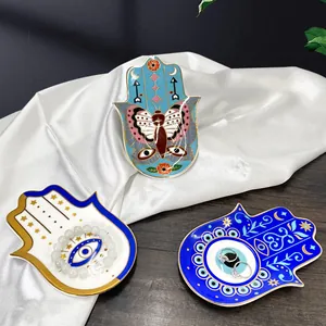 Hamsa Keramik-Schmuckschalen mit Evil Eye und Schmetterlingsdesign für die Dekoration