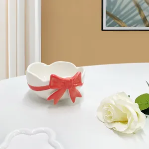 Χειροποίητο Κεραμικό Μπολ με Φιόγκο Χαριτωμένο με Κυματιστή Άκρη για Επιδόρπιο Φρούτα Σαλάτα Κατάλληλο για Μικροκύματα Δώρο για Γυναίκες Παιδιά