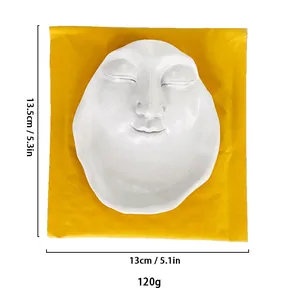 Creative white face-shaped resin tray showing dimensions of 13.5x13cm and 120g weight