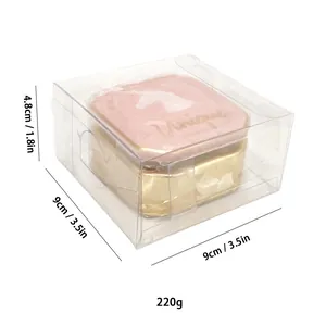 Dettaglio del portagioie unicorno in confezione trasparente con misure 9cm x 9cm x 4,8cm
