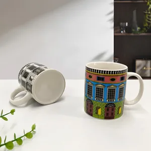 Creative Italian architecture style ceramic coffee mugs with vintage building patterns