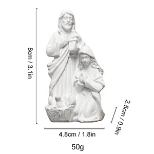 Holy Family resin statue depicting Mary, Joseph and Jesus, dimensions 8x4.8cm